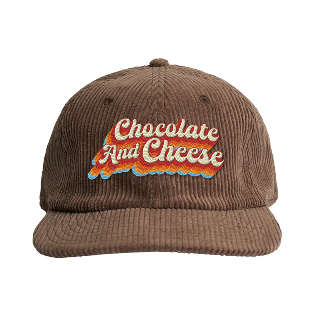 Chocolate & Cheese Script Corduroy Cap Ween